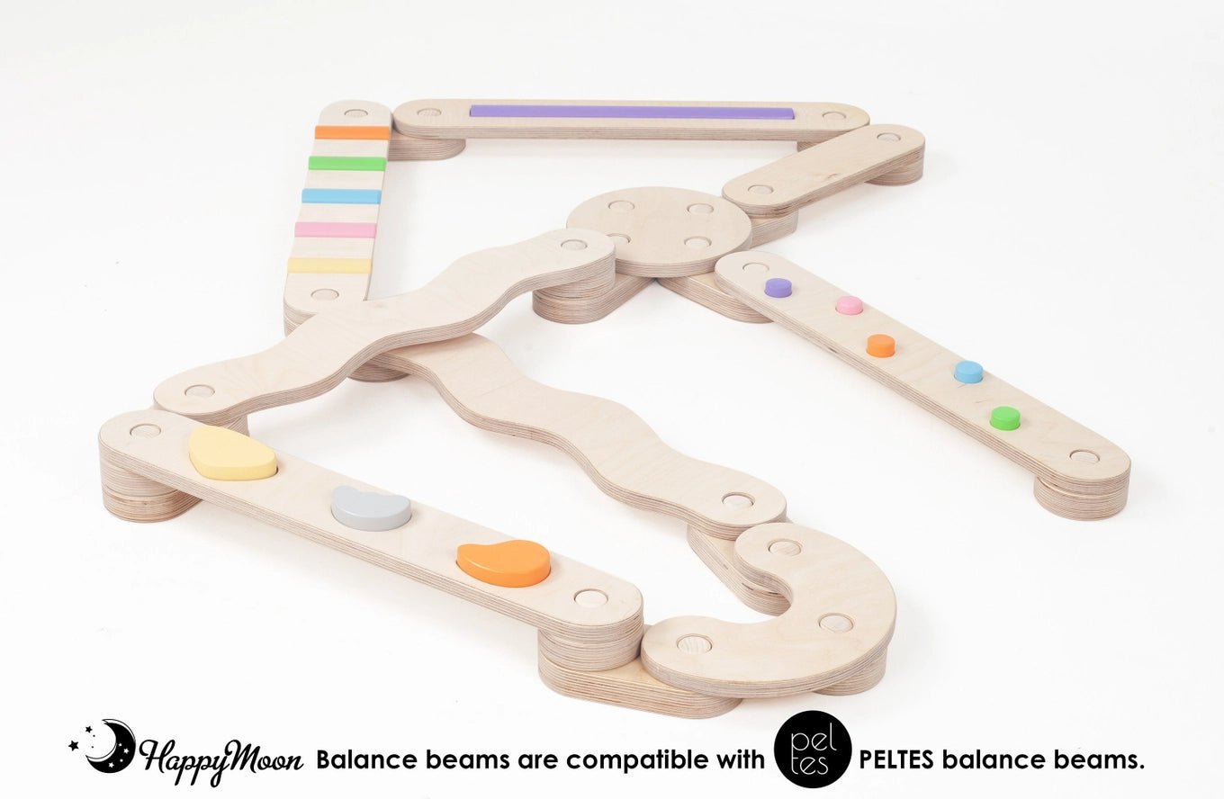 Ensemble de Poutres d'Équilibre en Bois - 8 Poutres, Poutre d'Équilibre à Double Face - Jeu de Motricité Enfant - Happymoon - myplayground