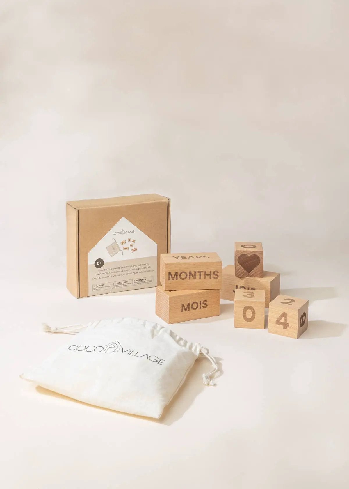 Ensemble de 6 blocs d'âge en bois Milestone - Coco Village by Coco Village