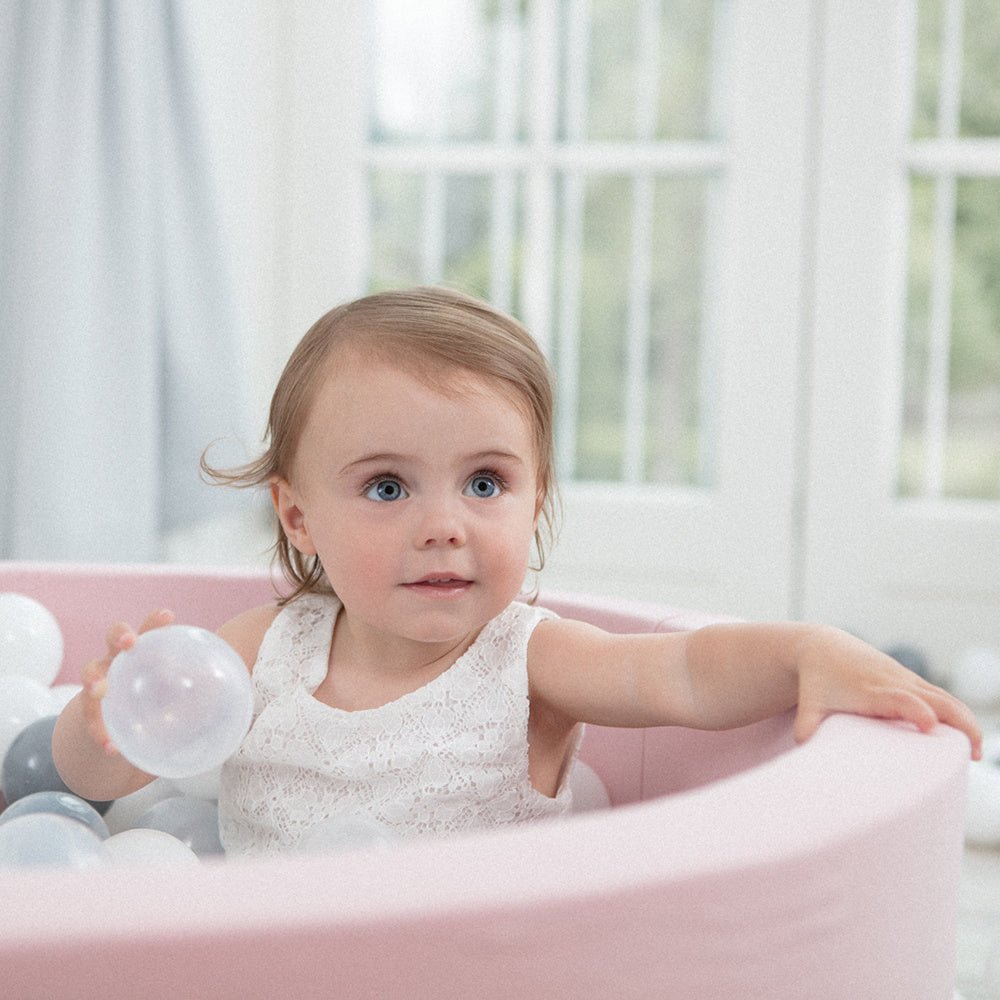 Piscine à balles - ronde 90x30 cm, coton rose - Plush Nest - Misioo - myplayground