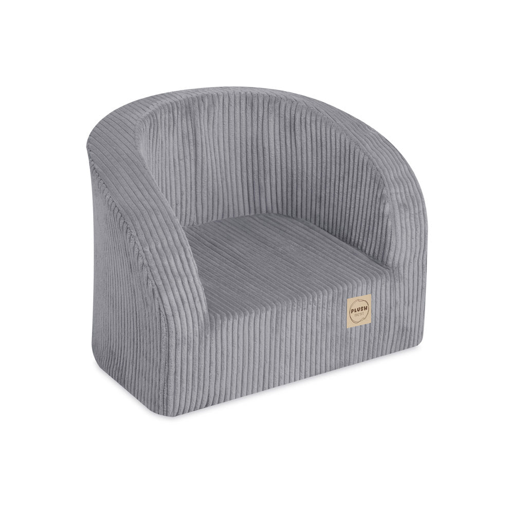 Fauteuil - gris velours côtelé premium, fauteuil enfant - Plush Nest - myplayground