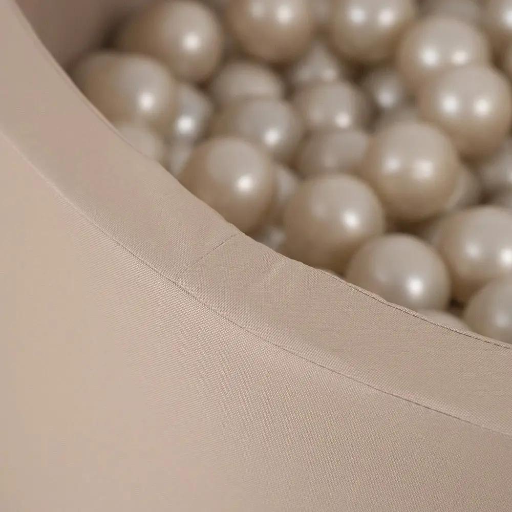 Piscine à balles extérieure - ronde 90x30 cm, beige imperméable ( 200 balles or, perle)– Plush Nest by Misioo