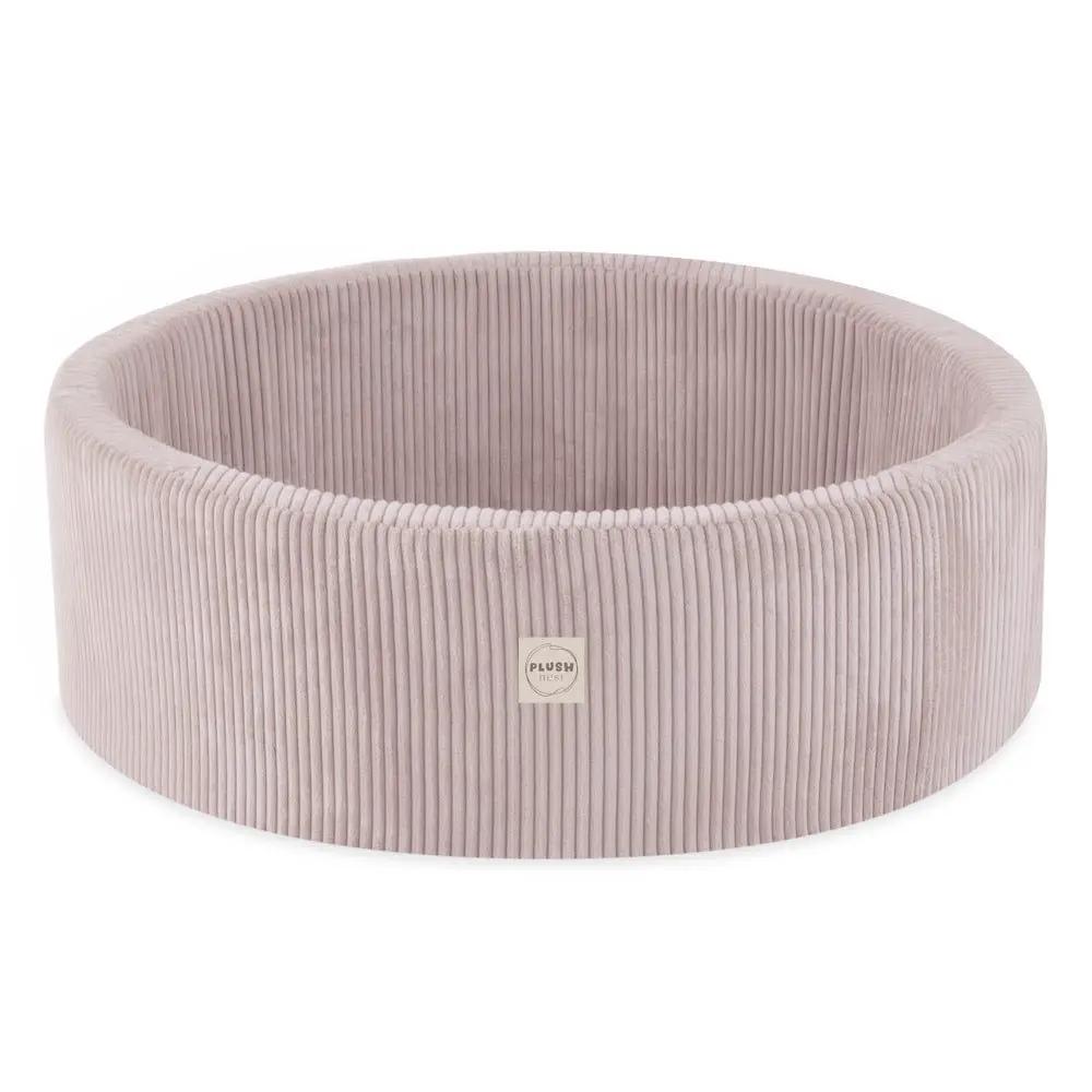 Terrain de jeu Dry pool + triangle – Velours côtelé rose clair premium, aire de jeu (+200 balles : perle, or, perle rose clair) – PLUSH NEST by Misioo