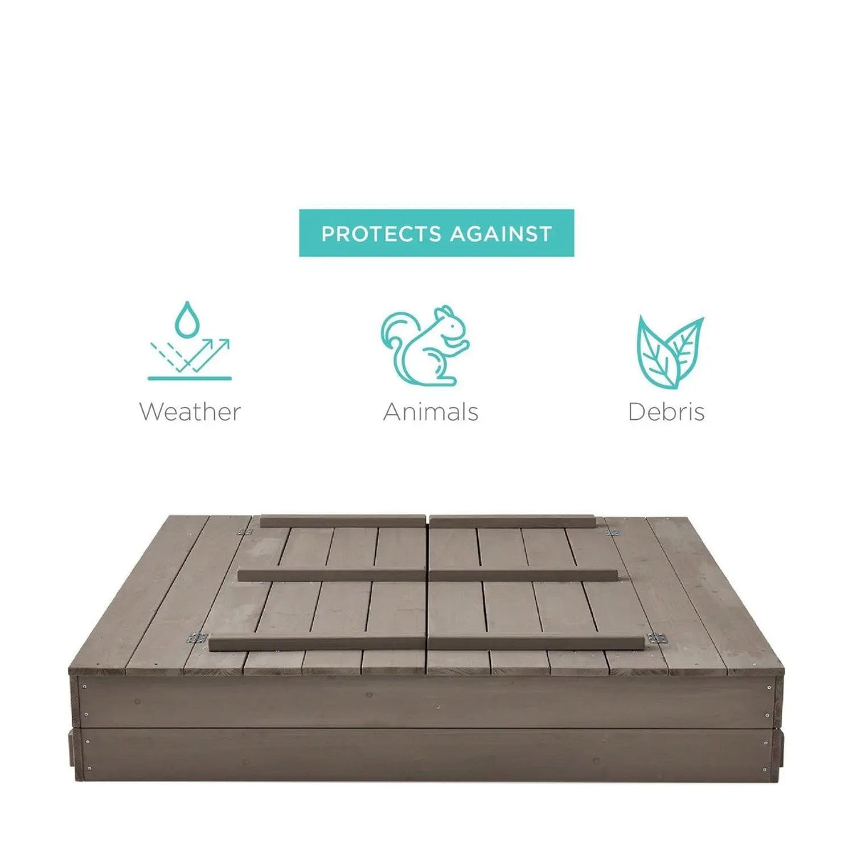 Sturdy Cedar Wood Kids Outdoor Sandbox with Benches in Grey Finish by FastFurnishings