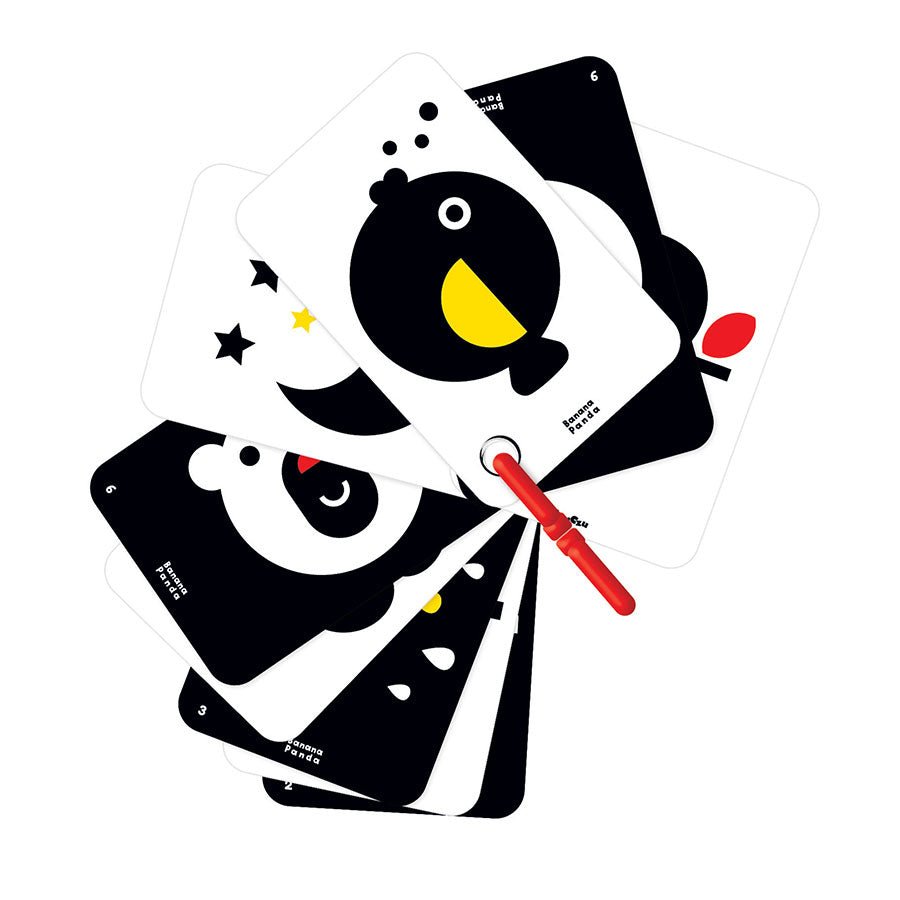 Cartes Flash à Contraste Élevé (0 mois +) - Sur Anneau - Banana Panda - myplayground