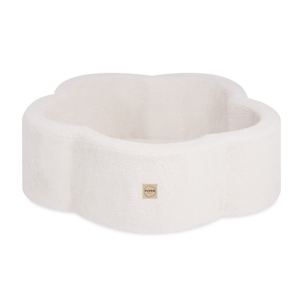 Piscine à balles avec tapis, 95x30 cm, agneau crème, Floral Fun Zone (+ 200 boules or, perle, perle rose clair) - Plush Nest - Misioo - myplayground