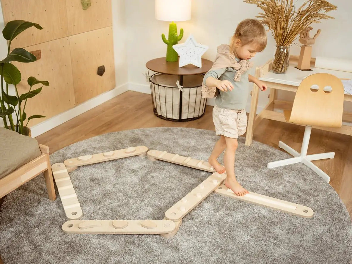 Ensemble de 6 Poutres d'Équilibre Naturelles Montessori - Happymoon by HappyMoon