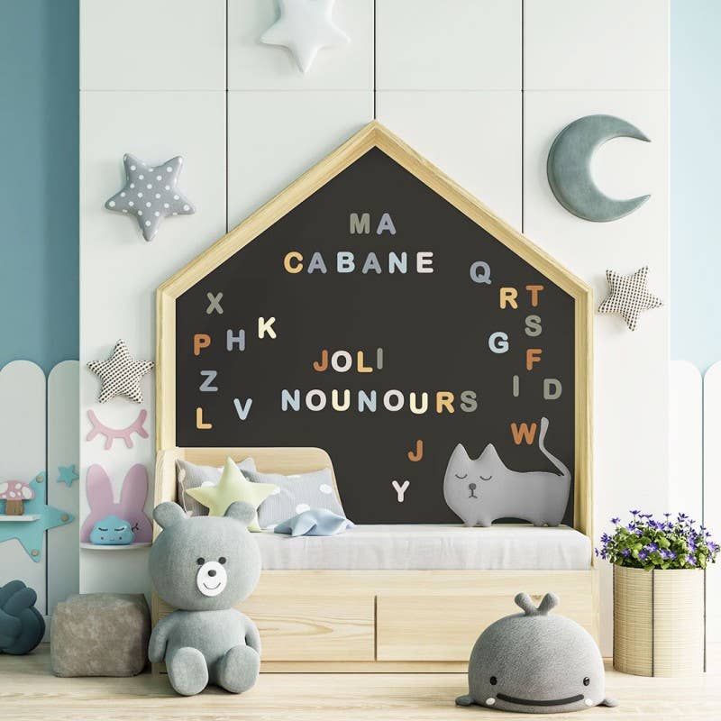 Lettres magnétiques - bleu caramel - lot de 125 magnets - myplayground