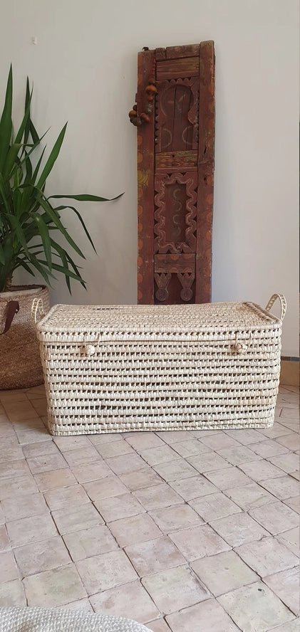Coffre de Rangement en Osier - Feuille de Palmier - Melecraft - myplayground