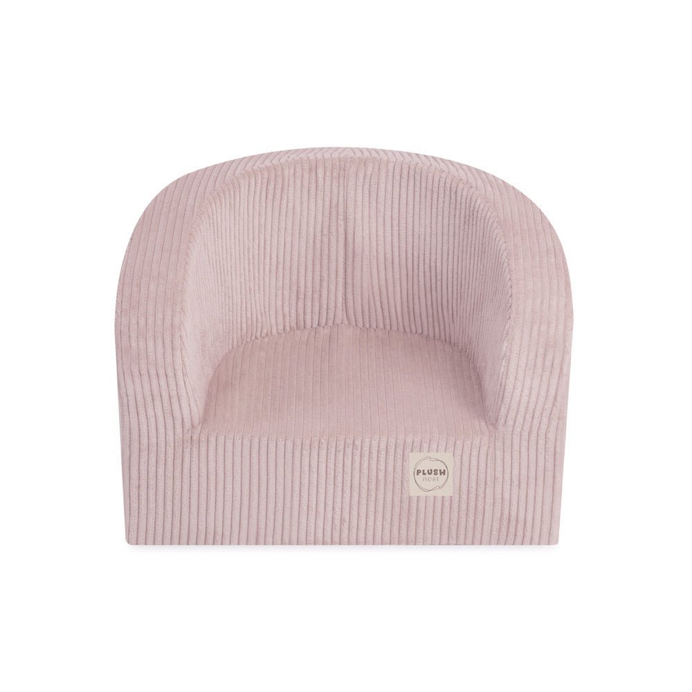 Fauteuil - rose clair, velours côtelé premium, fauteuil enfant - Plush Nest - myplayground
