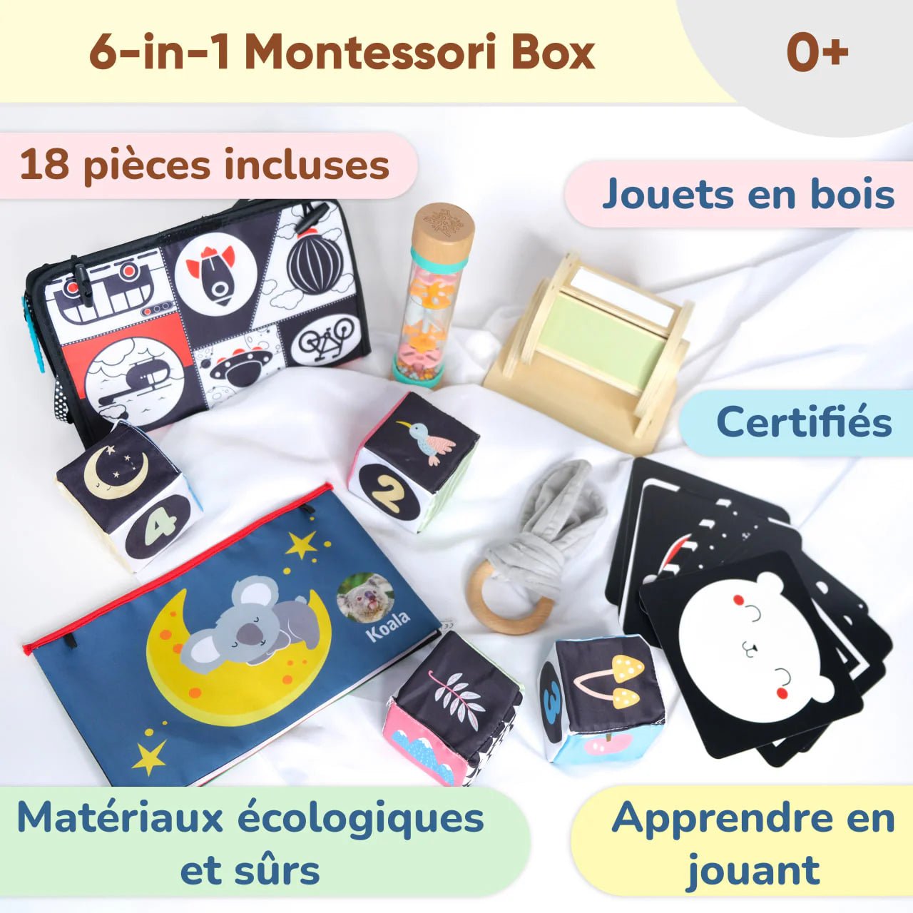 Coffret de Jeu Montessori pour les bébés - 0 à 6 mois - BusyKids - myplayground