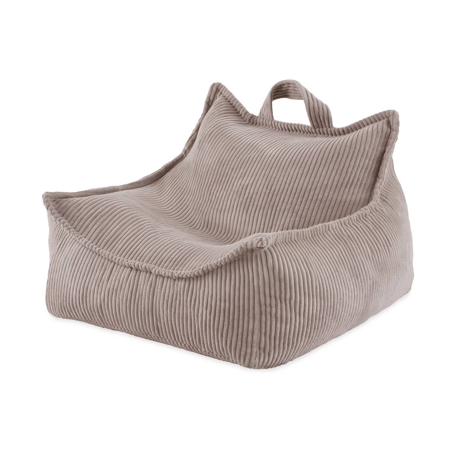 Fauteuil carré Puffy - 77x67x50, beige velours côtelé, pouf - Plush Nest - myplayground