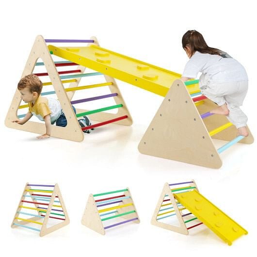 3 Piece Toddler Triangle Set Montessori with 2 Climbing Triangles and 1 Ramp - Colorful - myplayground