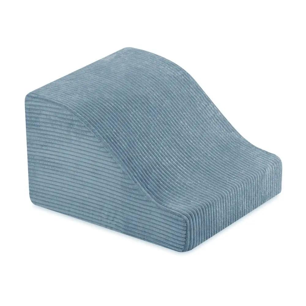 Château de terrain de jeu avec piscine +150 balles (perle, argent) – Velours côtelé bleu premium – Plush Nest by Misioo
