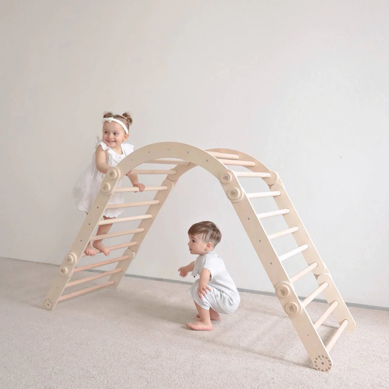 Ensemble d’escalade inclinable (set L avec Rocker) - bois brut (non verni), 18 à 24 mois - BusyKids - myplayground