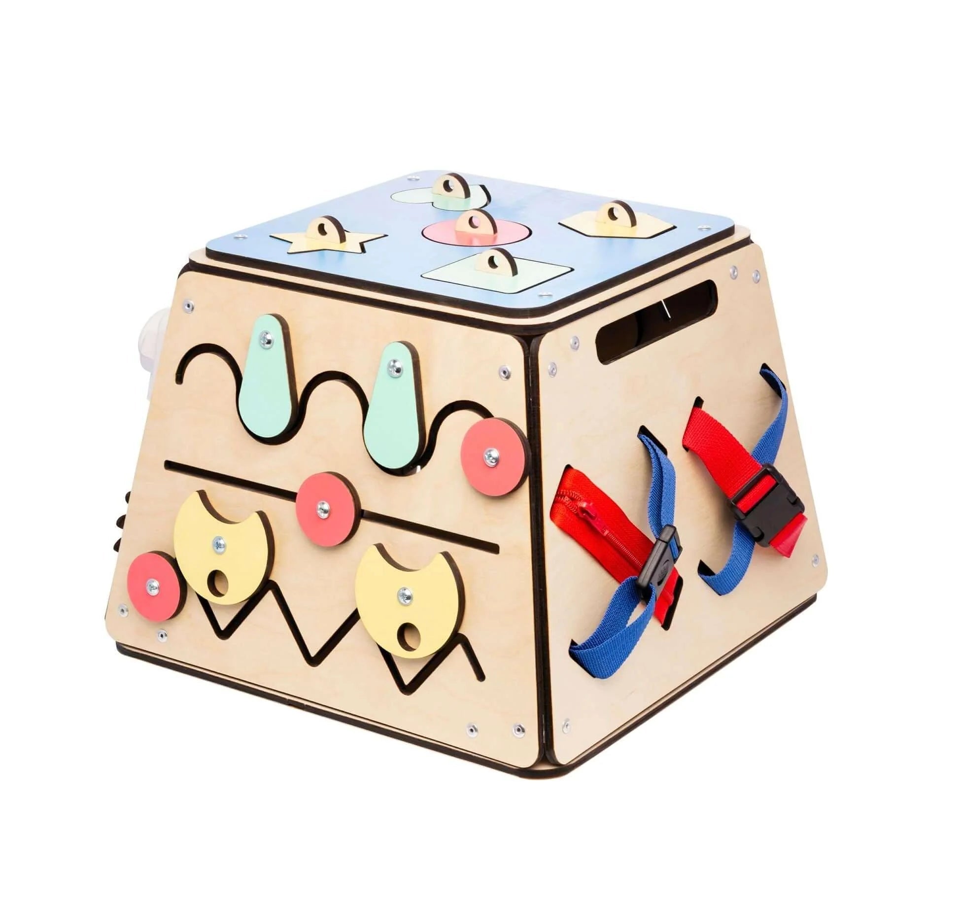 Coffre - fort - busy Board montessori, Bois Natura, 12 mois - BusyKids - myplayground