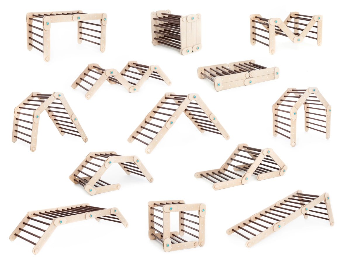 Set 3 en 1 Darkwood Pikler Avec Deux Rampes, Grimpeur Transformable - Happymoon - myplayground