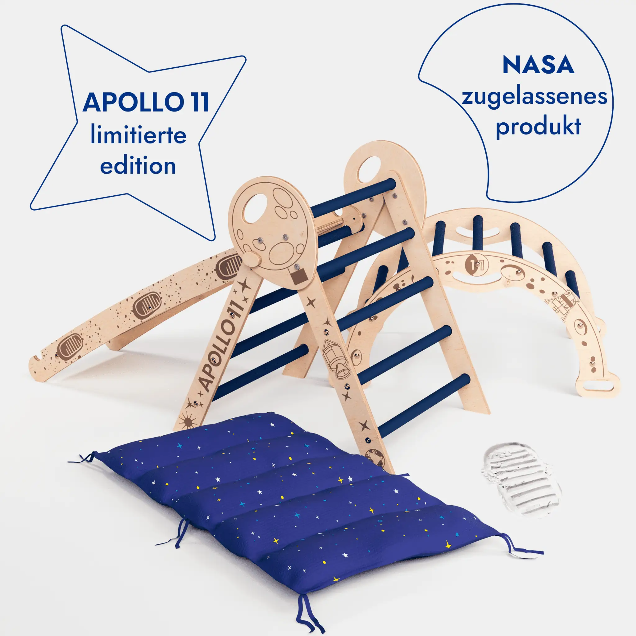 Apollo 4in1 Climbing Set For Toddlers With Pikler Triangle Climbing Arc And Slide Board Limited Edition Astronaut Kit by Goodevas