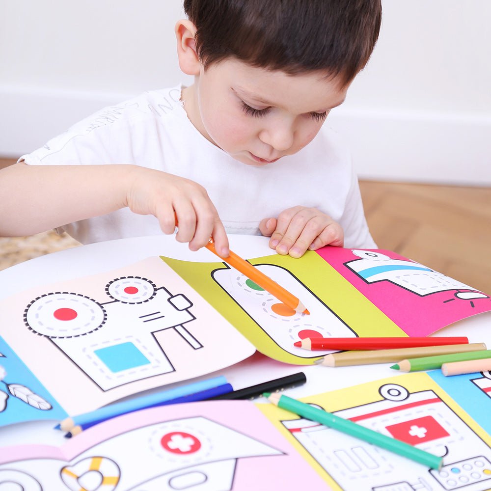 Livres de Coloriage Looong Prêts à Dessiner - Véhicules au Travail - Banana Panda - myplayground