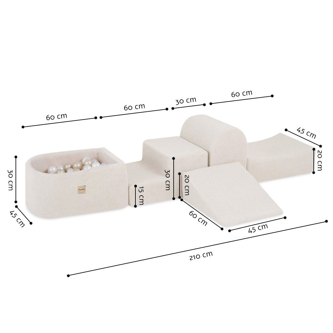 Mini terrain de jeu – agneau beige, bassin et 100 balles – Plush Nest - myplayground