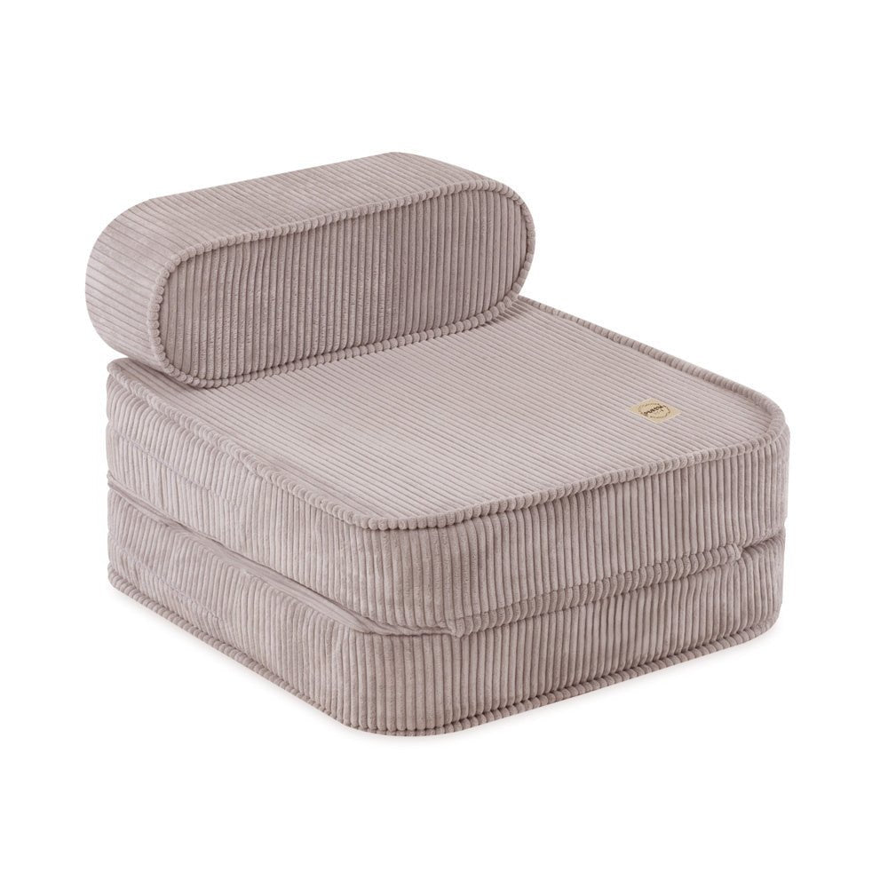 Chaise longue enfant, 150x60x25 cm, velours côtelé beige premium - Plush Nest - myplayground