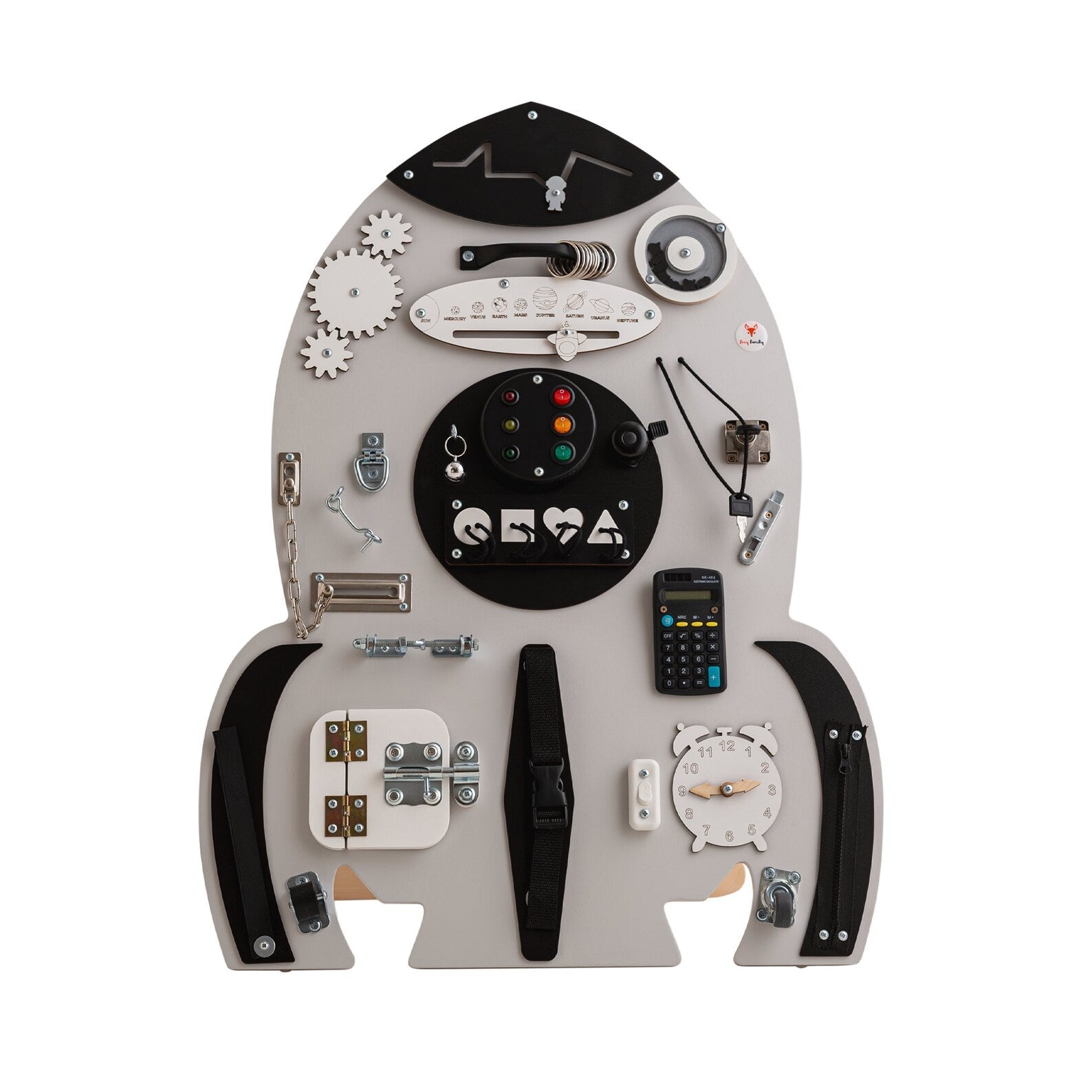 Space rocket Busy board - Planche sensorielle - Jeu de motricite fine pour enfant (3 ans et +) - myplayground