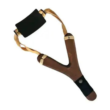SLINGSHOT RUSTIK GRIP + 3 BOULES EN LIÈGE (manche en daim) - Jeu de role pour enfants by KALID MEDIEVAL
