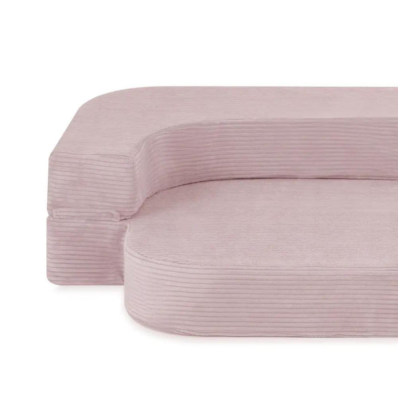 Canapé-lit Foldie - Velours côtelé rose clair premium, lavable, imperméable - Plush Nest by Misioo