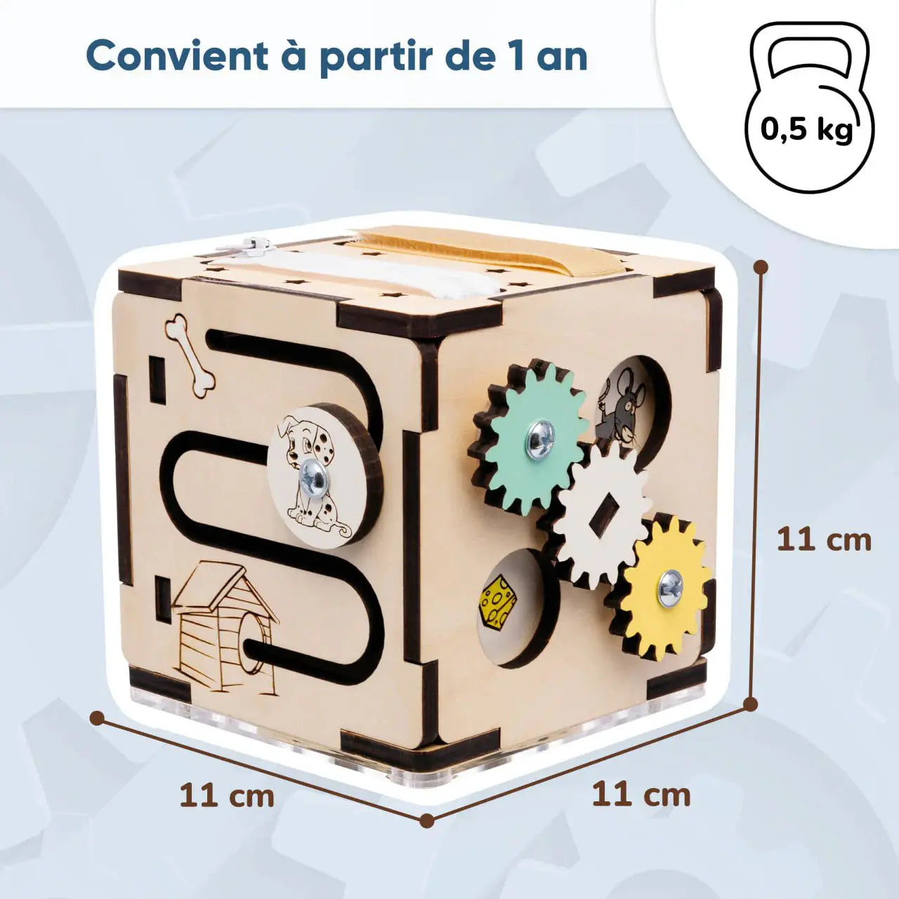 Cube d'activités - Bois Natura, 12 mois - BusyKids by BusyKids