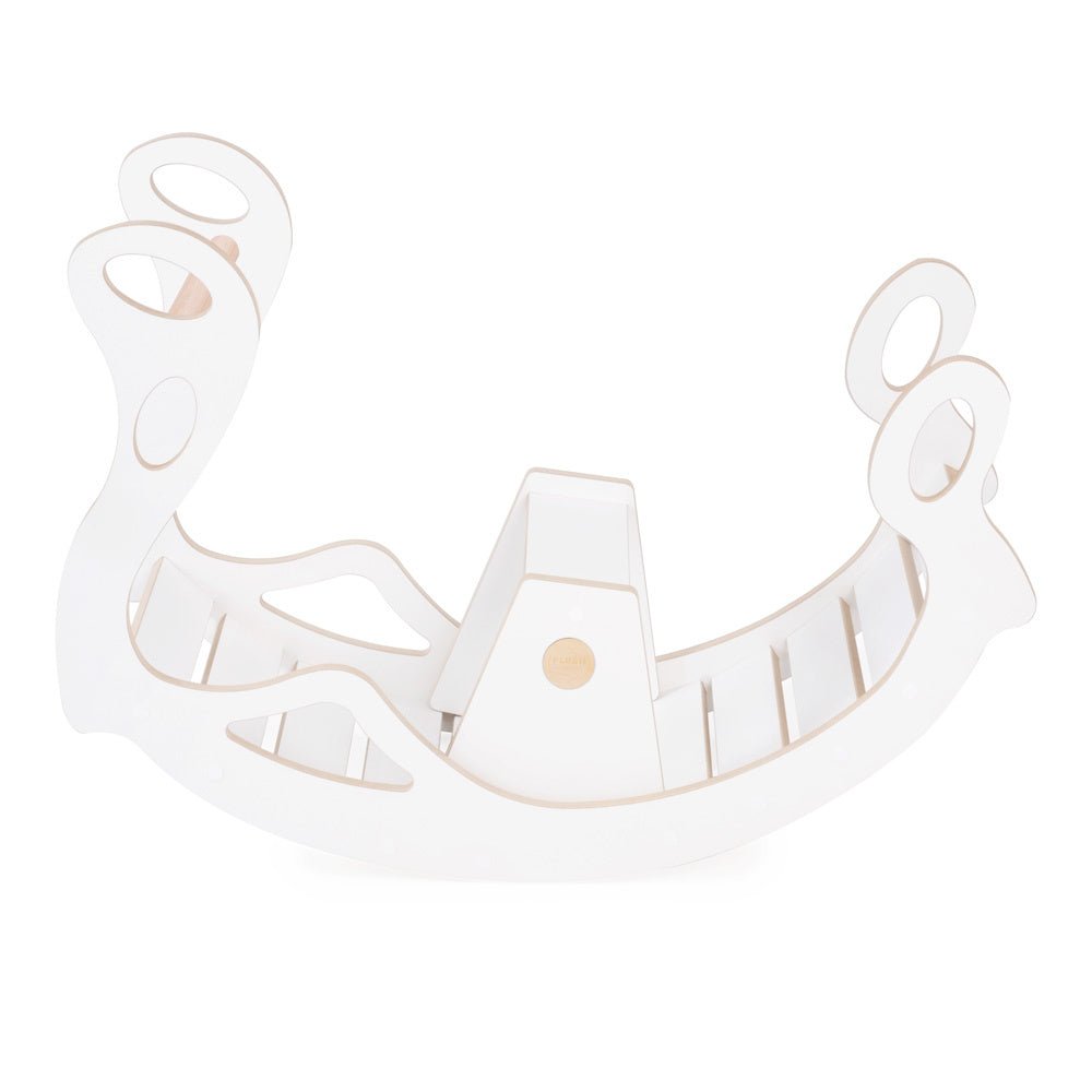 Bascule avec banc pour enfants - Bois blanc, bascule en bois, jouet à bascule - Plush Nest - myplayground