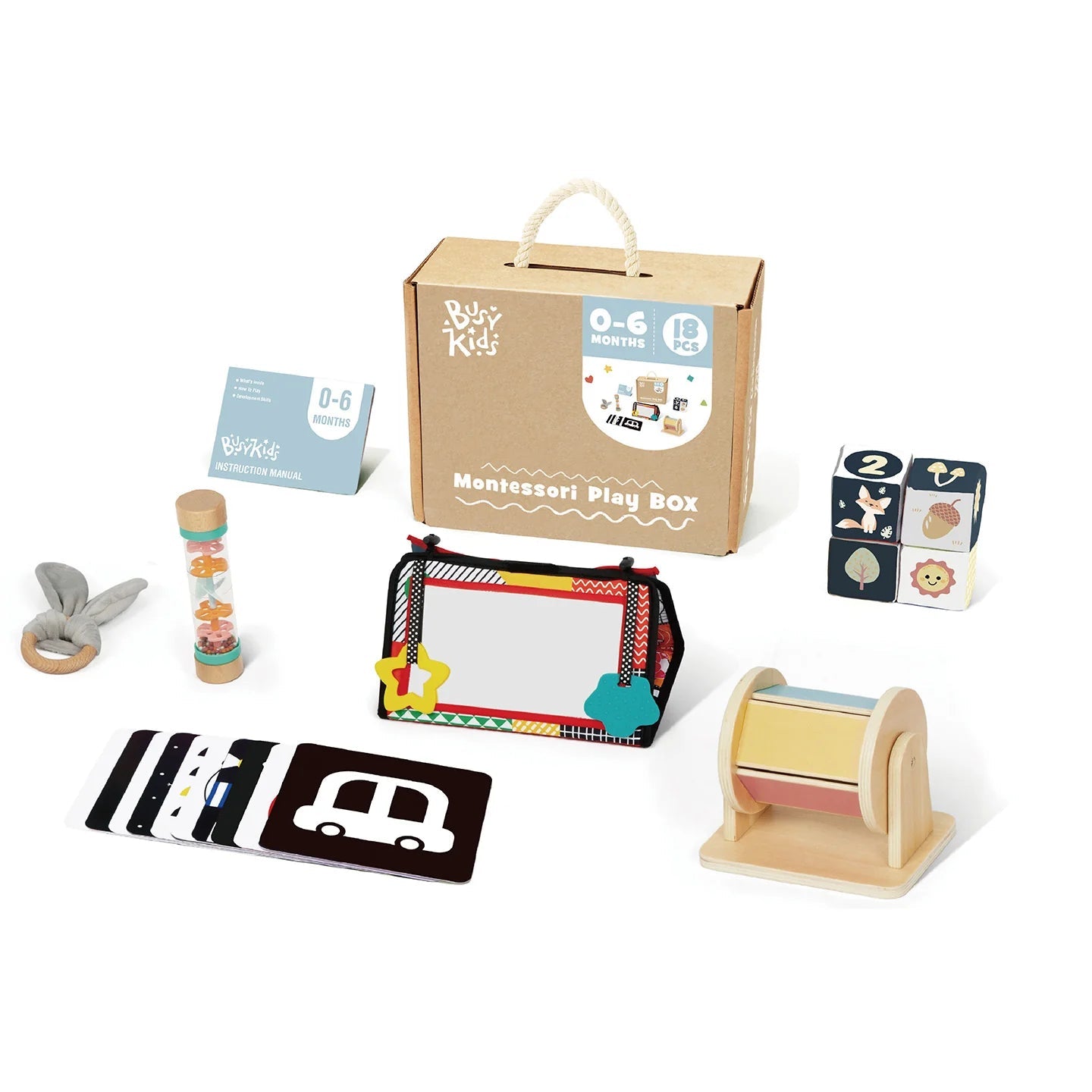 Coffret de Jeu Montessori pour les bébés - 0 à 6 mois - BusyKids - myplayground