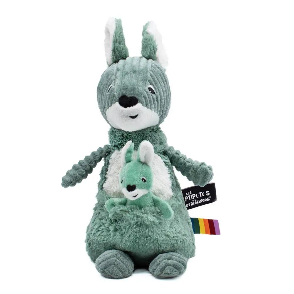Peluche Les Ptipotos - Kangaroo Mum & Baby Green - Les Déglingos, France by Les Déglingos, France