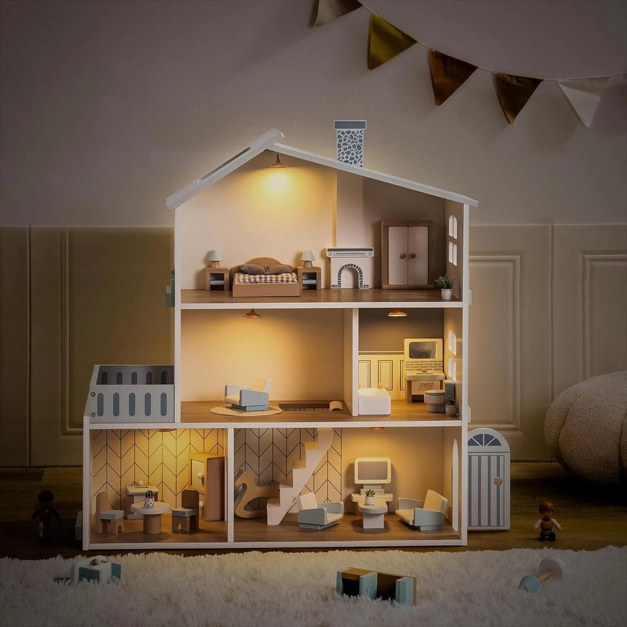 Maison de Poupée en Bois Robud à 3 Étages avec Mobilier - Robud & Mewoofun Official Store - myplayground