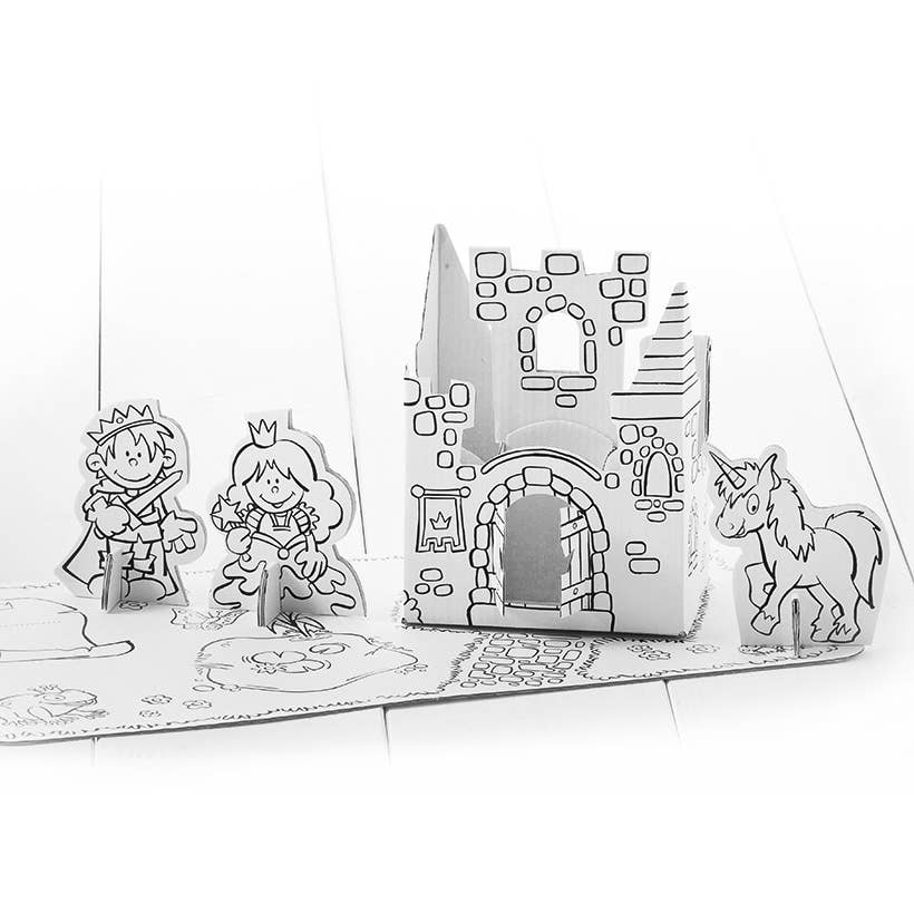 1 Ensemble de Fête Princesse + Jeu en carton avec lignes imprimées à colorier - Jeu de Création - myplayground