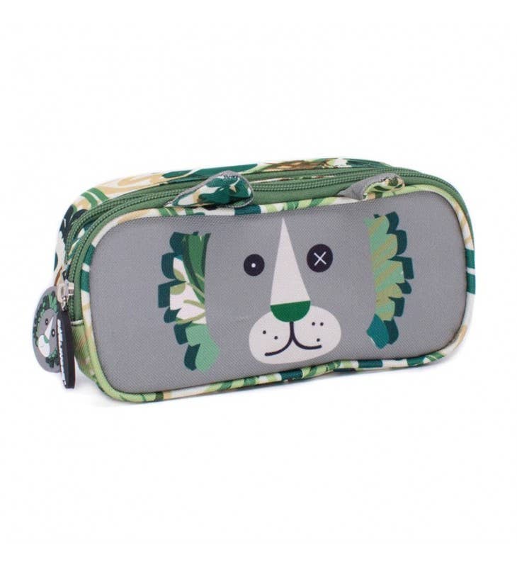 Trousse à Crayons Visage Animal à 2 Fermetures Éclair Jelekros Le Lion - Les Déglingos, France - myplayground