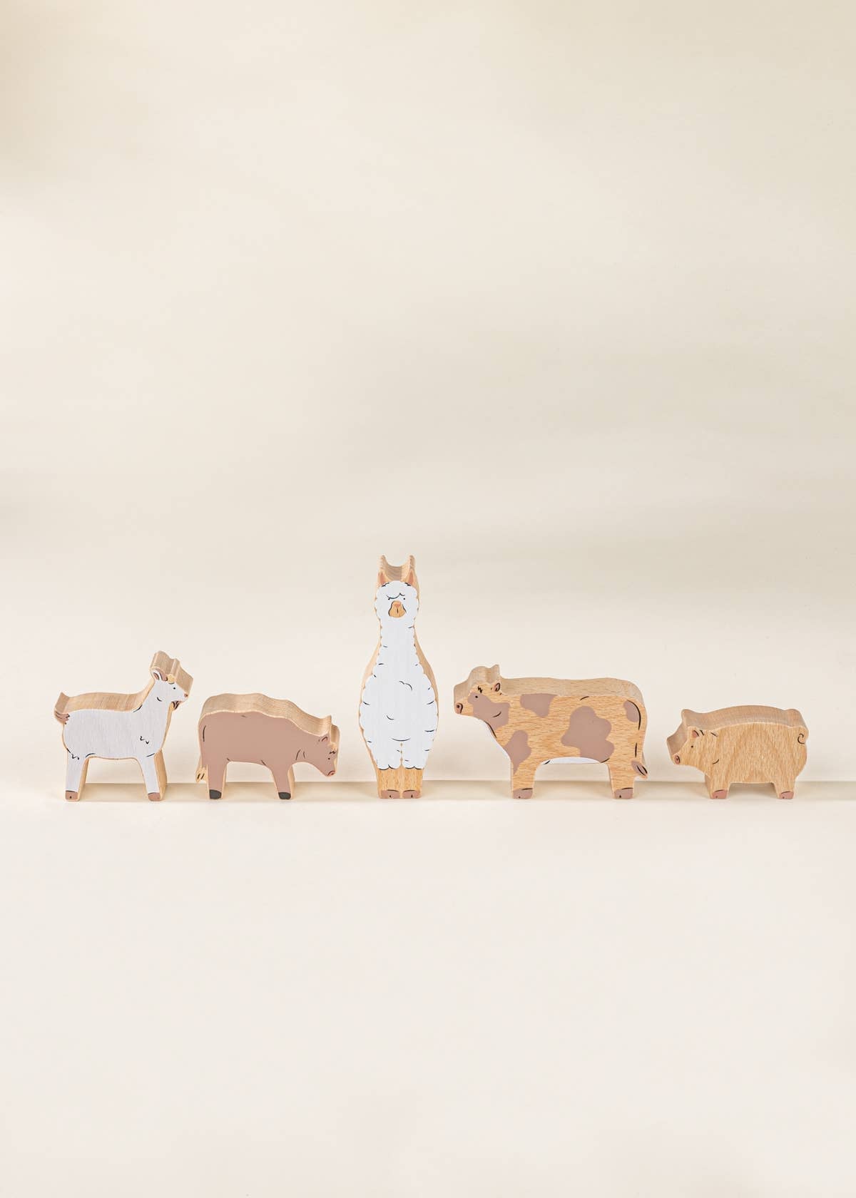 Ensemble de 5 animaux de grange sur assiette en bois - Coco Village - myplayground