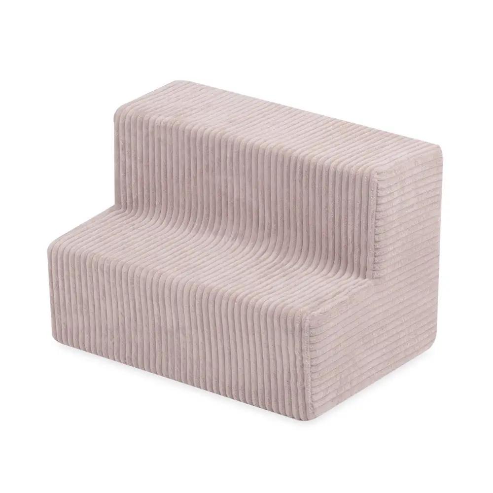 Château de terrain de jeu avec piscine +150 balles (perle, or) – Velours côtelé rose clair premium – Plush Nest by Misioo