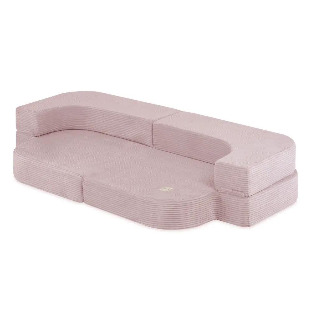Canapé-lit Foldie - Velours côtelé rose clair premium, lavable, imperméable - Plush Nest by Misioo