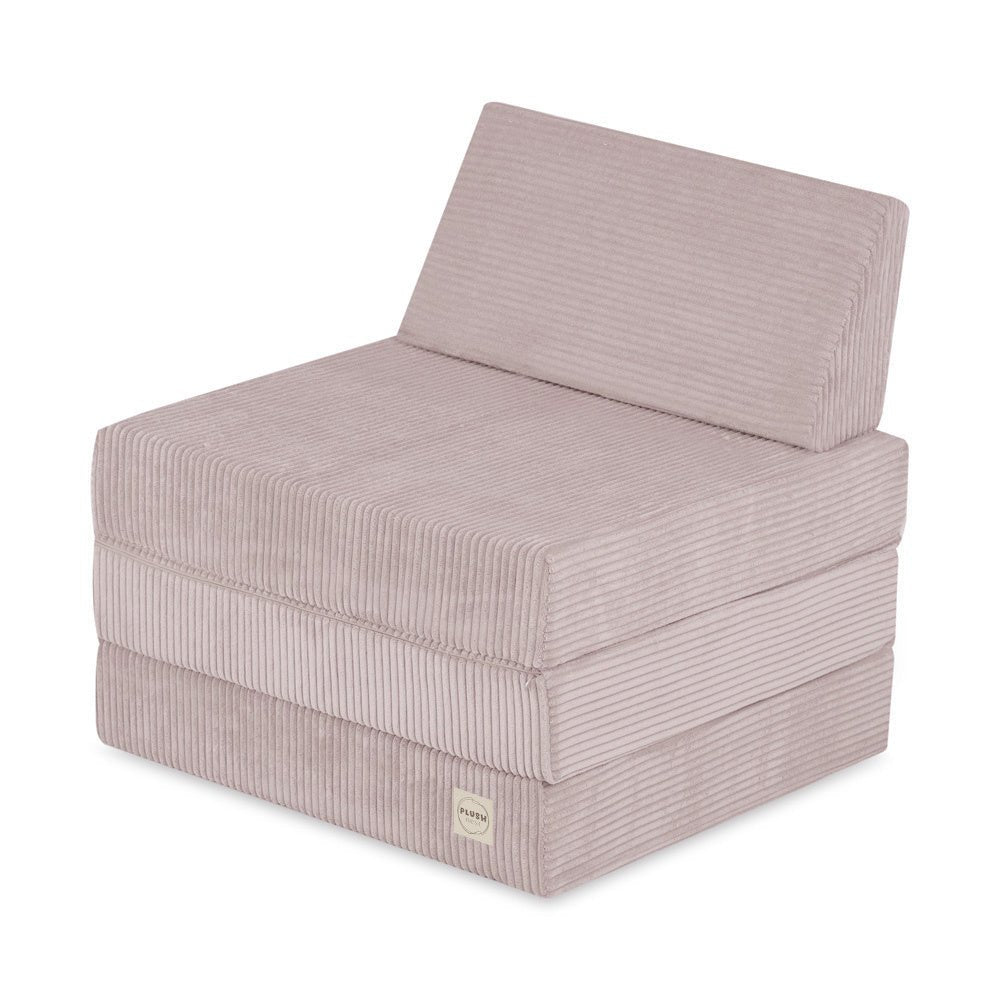 Matelas Foldie large avec appui - tête - Velours côtelé rose clair premium - Plush Nest - myplayground