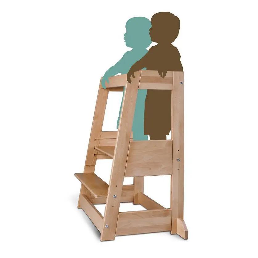 tiSsi® siblings / twin learning tower FELIX, growing with the child, solid beech NATURAL by tiSsi ® Familie beginnt mit uns™