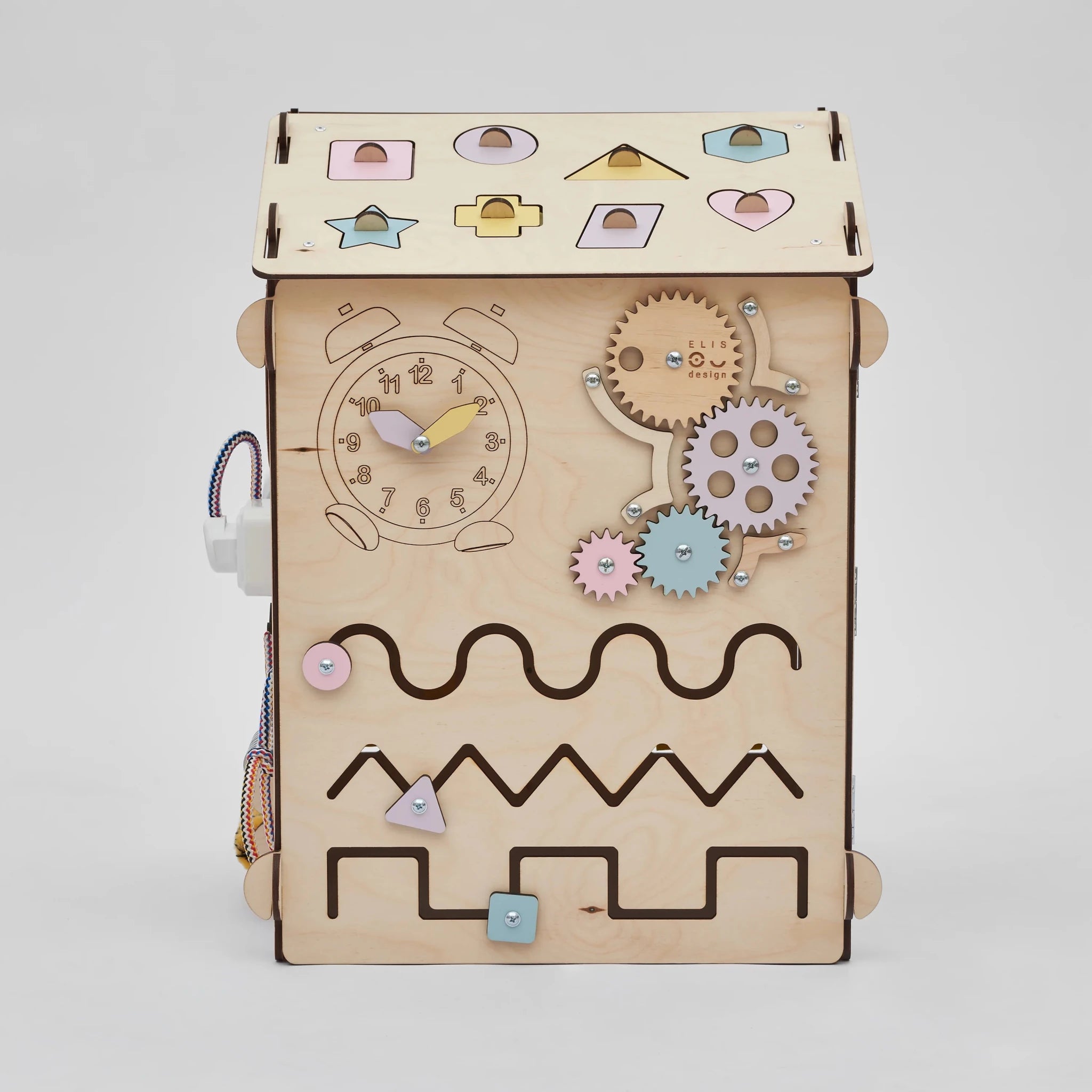 Ensemble Maisonnette et Cube Interactif - Natura/Pastel, bois natura - 12 à 18 mois - BusyKids - myplayground