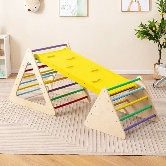 3 Piece Toddler Triangle Set Montessori with 2 Climbing Triangles and 1 Ramp - Colorful - myplayground