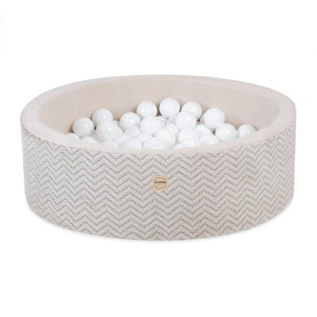 Piscine à balles - ronde 90x30 cm, crème Softie Canvas - Plush Nest - Misioo - myplayground