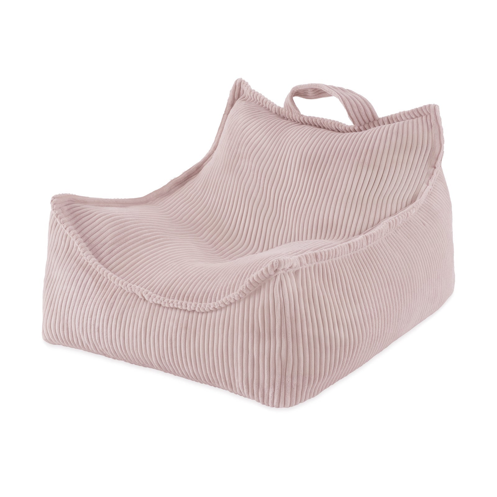 Fauteuil carré Puffy - 77x67x50, rose clair velours côtelé, pouf - Plush Nest - myplayground