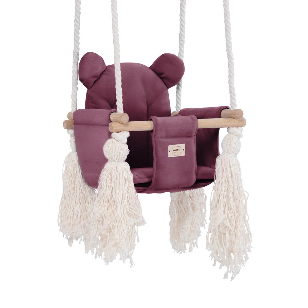 Balançoire Ourson - Velours lilas - Plush Nest - myplayground