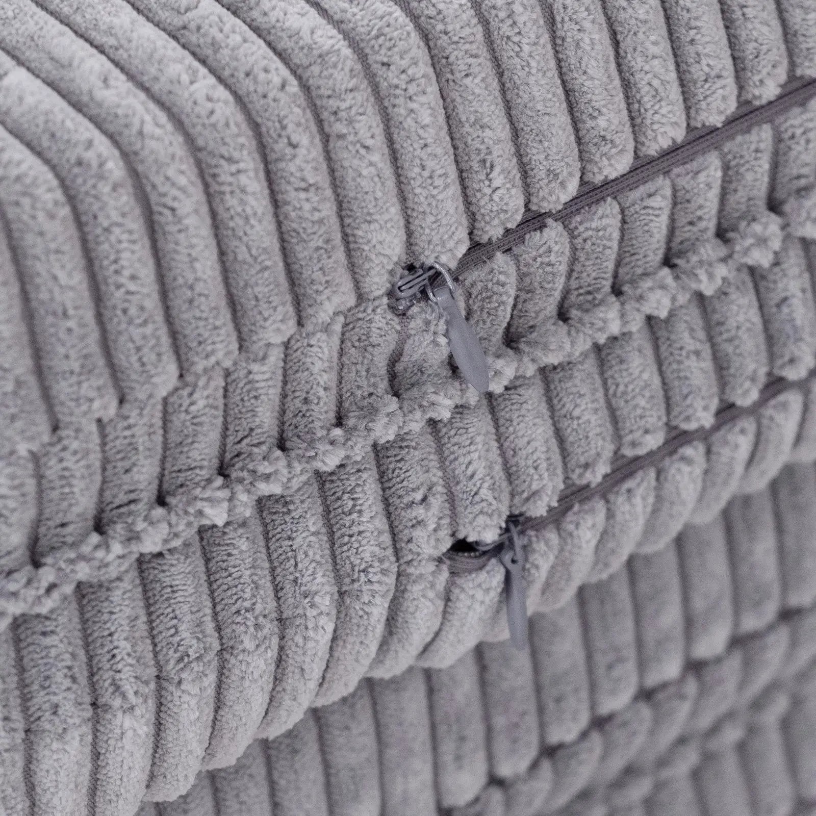 Tapis fleur - 15x115x5 cm, velours côtelé gris moelleux, tapis de jeu - Plush Nest by Misioo