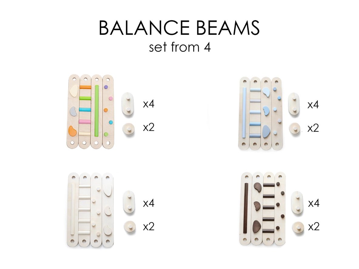 Lot de 4 poutres d'équilibre, jouet d'équilibre en bois, planches d'équilibre - Jeu de motricité enfant - Happymoon - myplayground