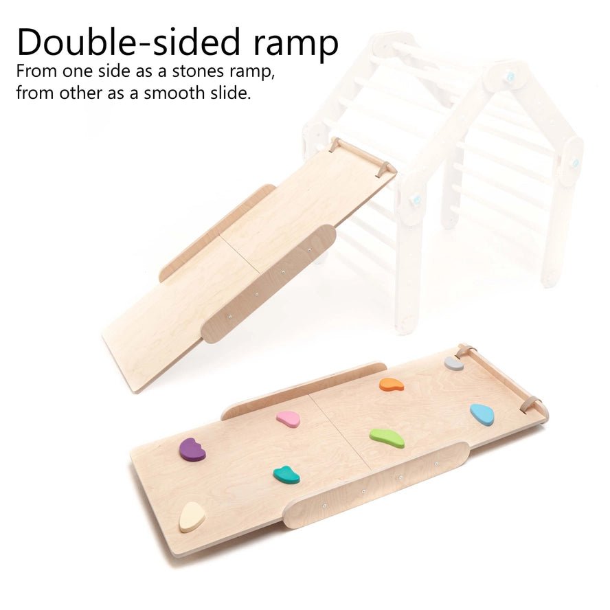 Triangle Pikler coloré avec rampe, transformable, HappyMoon - Jeu de motricité enfant - Happymoon - myplayground