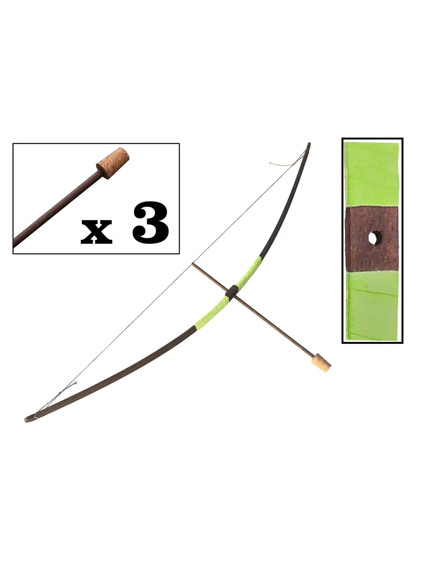 MANCHE EN DAIM BOW RUSTIK S + 3 FLÈCHES À POINTE EN LIÈGE - Jeu de role pour enfant - myplayground