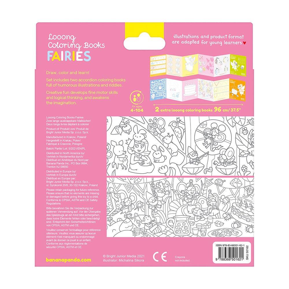 Livres de Coloriage Looong - J'adore Colorier les Fées - Banana Panda - myplayground