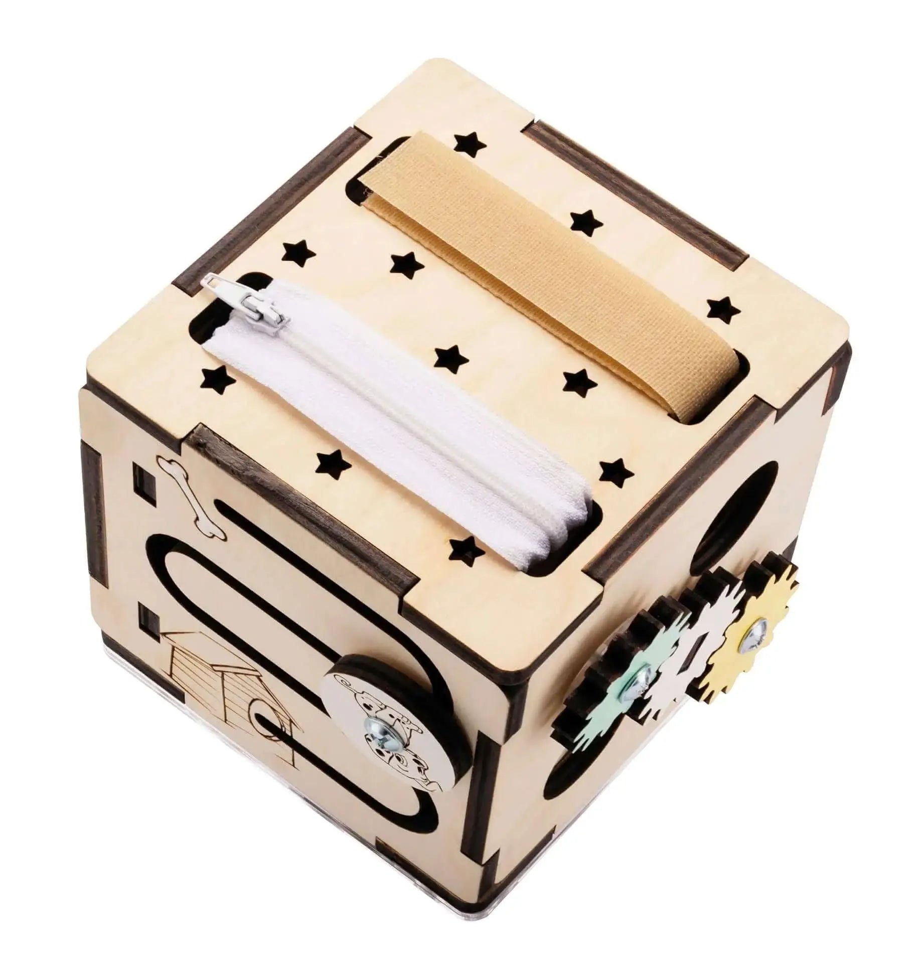 Cube d'activités - Bois Natura, 12 mois - BusyKids by BusyKids